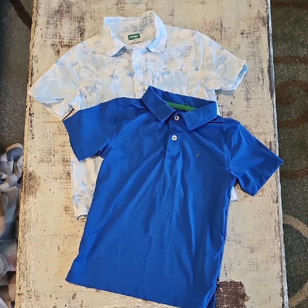 👕 Boys Size 5 Shirt Bundle Nautica Blue Polo & 365Kids Tie Dye Button Up